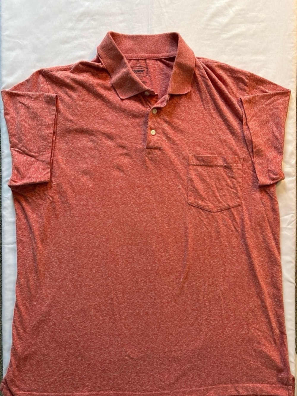The Foundry Supply Co. Heathered Brick Red Polo with Chest Pocket